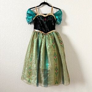 DISNEY Girl's Anna Frozen Dress Size 7/8 Black and Green Maxi Costume